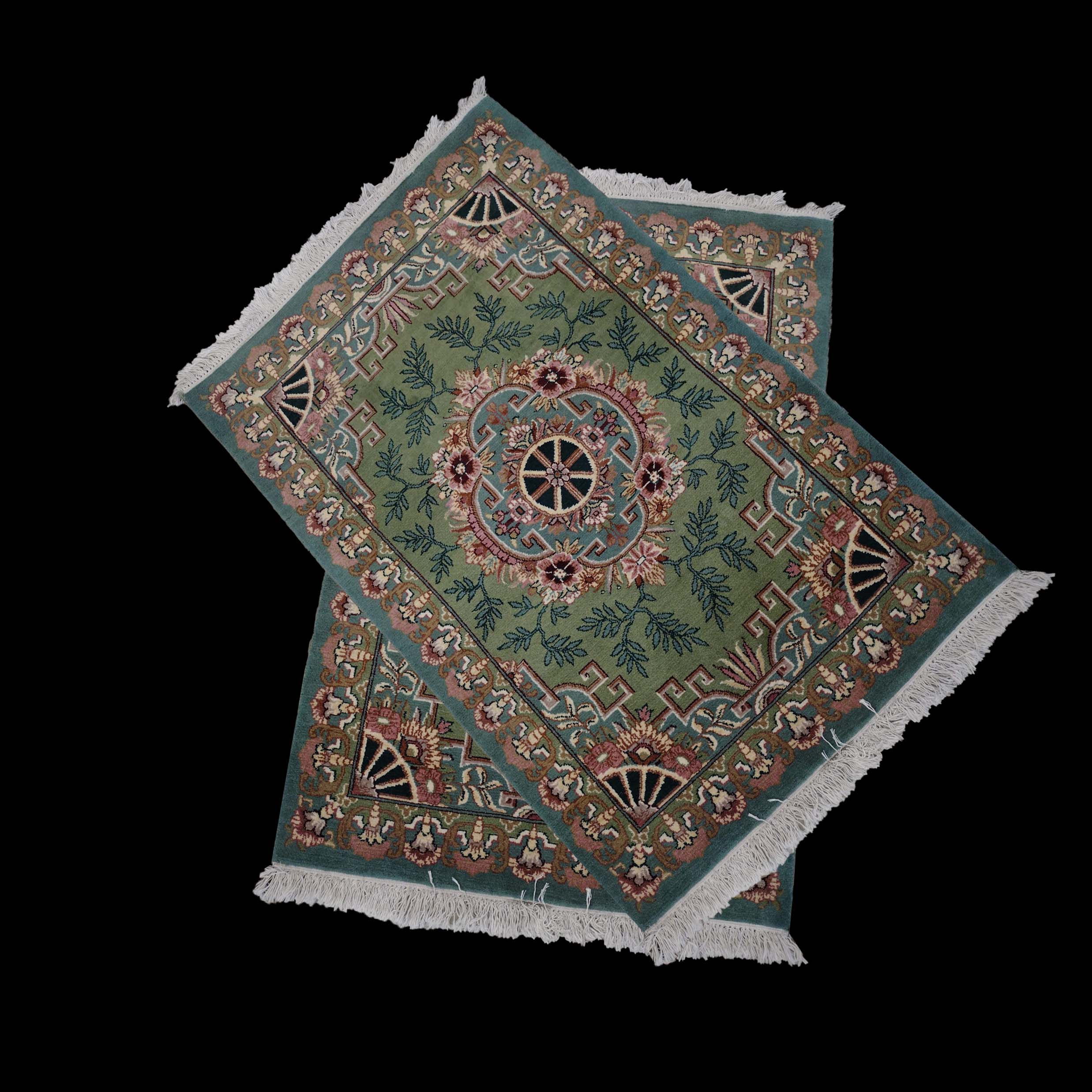 2'9"X4'0" Pakistan Obisson Olive Green And Pink Floral Area Rug-GL 1979 – 2'9" × 4'